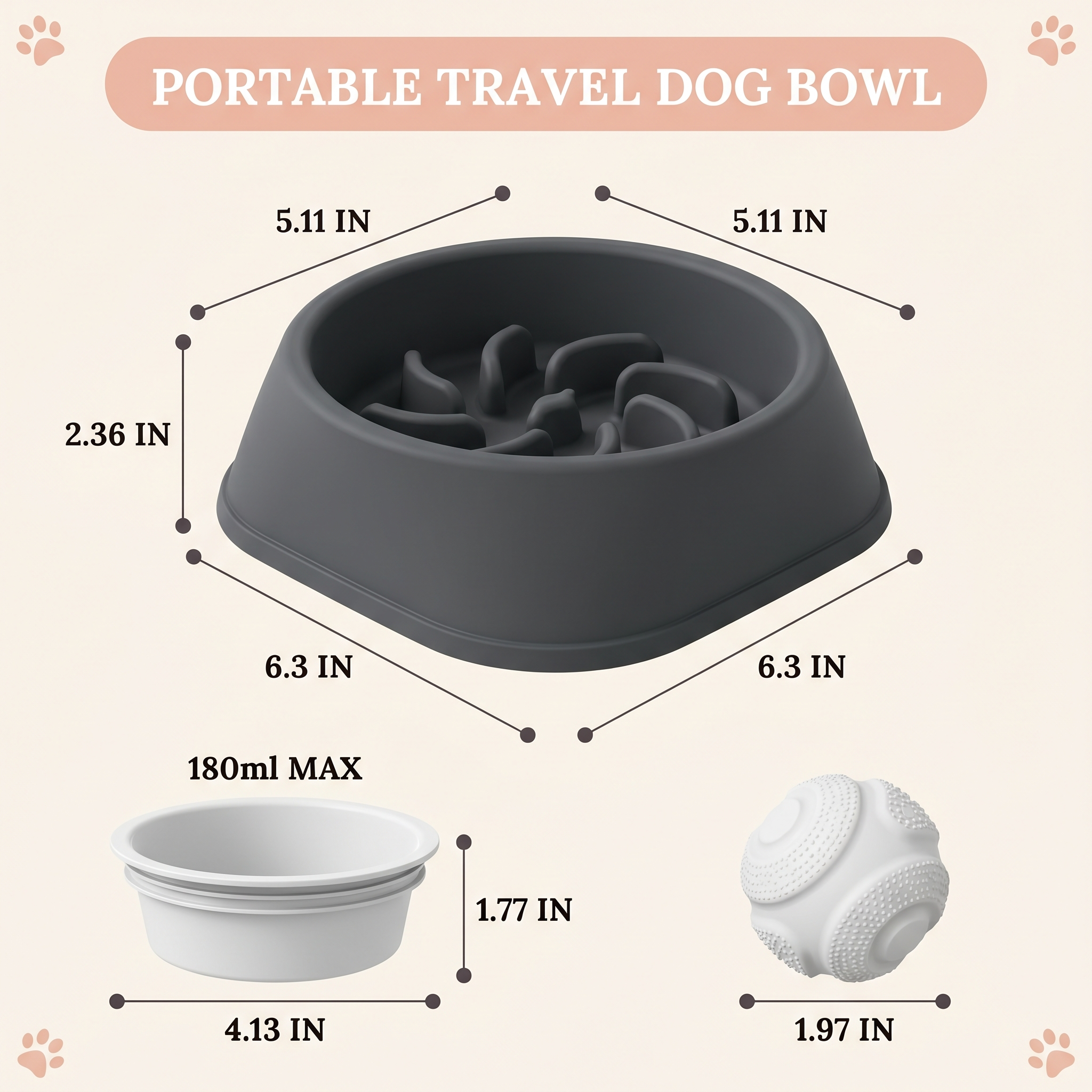 Dog Licking Bowl with Ball